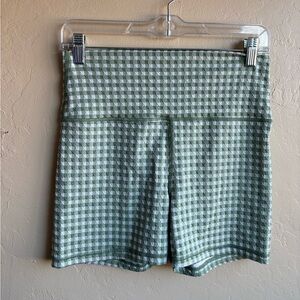 Aerie High Waist Green Gingham Biker Shorts - size L